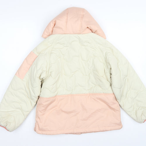 Next Girls Pink Ivory 10 Years Quilted Hooded Puffer Jacket
