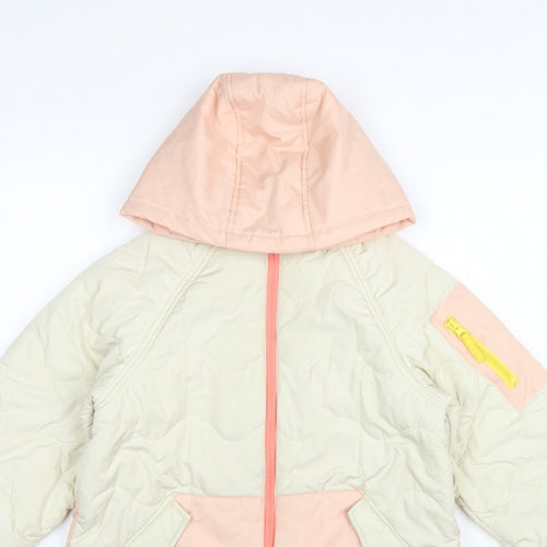 Next Girls Pink Ivory 10 Years Quilted Hooded Puffer Jacket