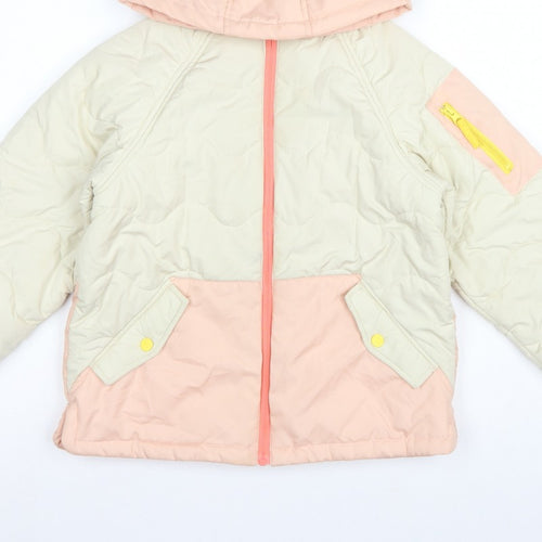 Next Girls Pink Ivory 10 Years Quilted Hooded Puffer Jacket