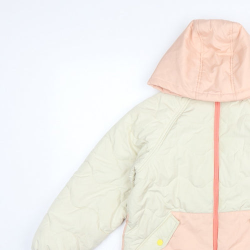 Next Girls Pink Ivory 10 Years Quilted Hooded Puffer Jacket