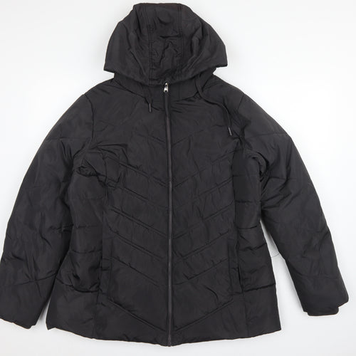 Capsule Women Black UK 16 Hooded Quilted Puffer Jacket