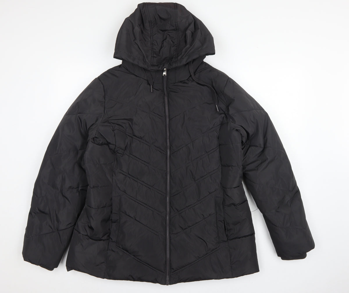 Capsule Women Black UK 16 Hooded Quilted Puffer Jacket