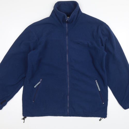 Mountainlife Men’s Blue L Full Zip Fleece Jacket Hiking Pockets