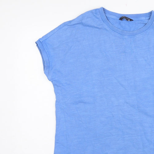 Marks and Spencer Women Blue UK 12 Basic Cotton Crew Neck T-Shirt