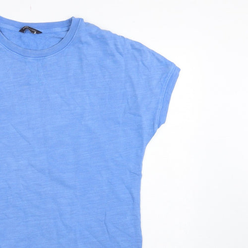 Marks and Spencer Women Blue UK 12 Basic Cotton Crew Neck T-Shirt