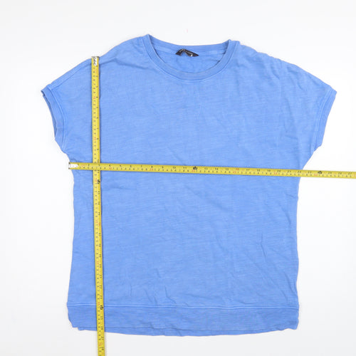Marks and Spencer Women Blue UK 12 Basic Cotton Crew Neck T-Shirt
