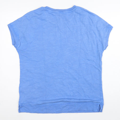 Marks and Spencer Women Blue UK 12 Basic Cotton Crew Neck T-Shirt