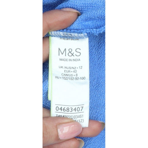 Marks and Spencer Women Blue UK 12 Basic Cotton Crew Neck T-Shirt