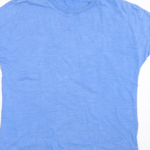 Marks and Spencer Women Blue UK 12 Basic Cotton Crew Neck T-Shirt