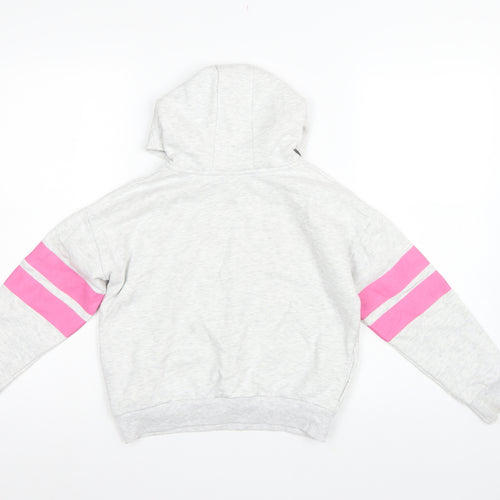George Girls Grey 7-8 Years Stitch Pullover Hoodie Graphic Print