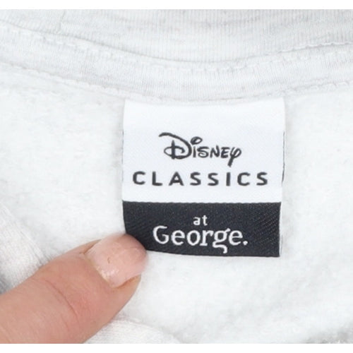 George Girls Grey 7-8 Years Stitch Pullover Hoodie Graphic Print