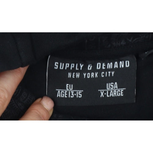 Supply & Demand Boys Black XL 13-15 Pullover Graphic Hoodie