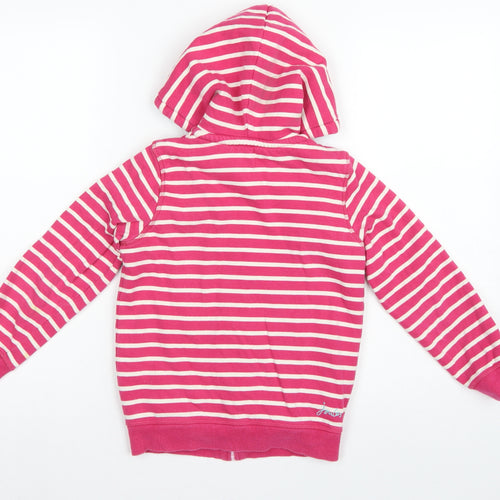 Joules Girls Pink Striped Full Zip Sherpa Lined Hoodie Age 7-8 Years
