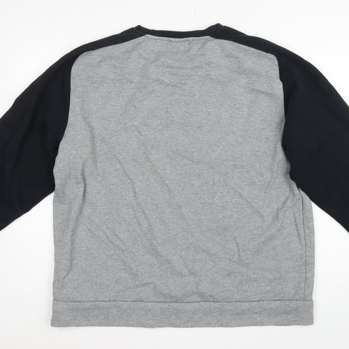 Puma Men’s Grey Black XXL Logo Fleece Crew Neck Pullover Sweatshirt