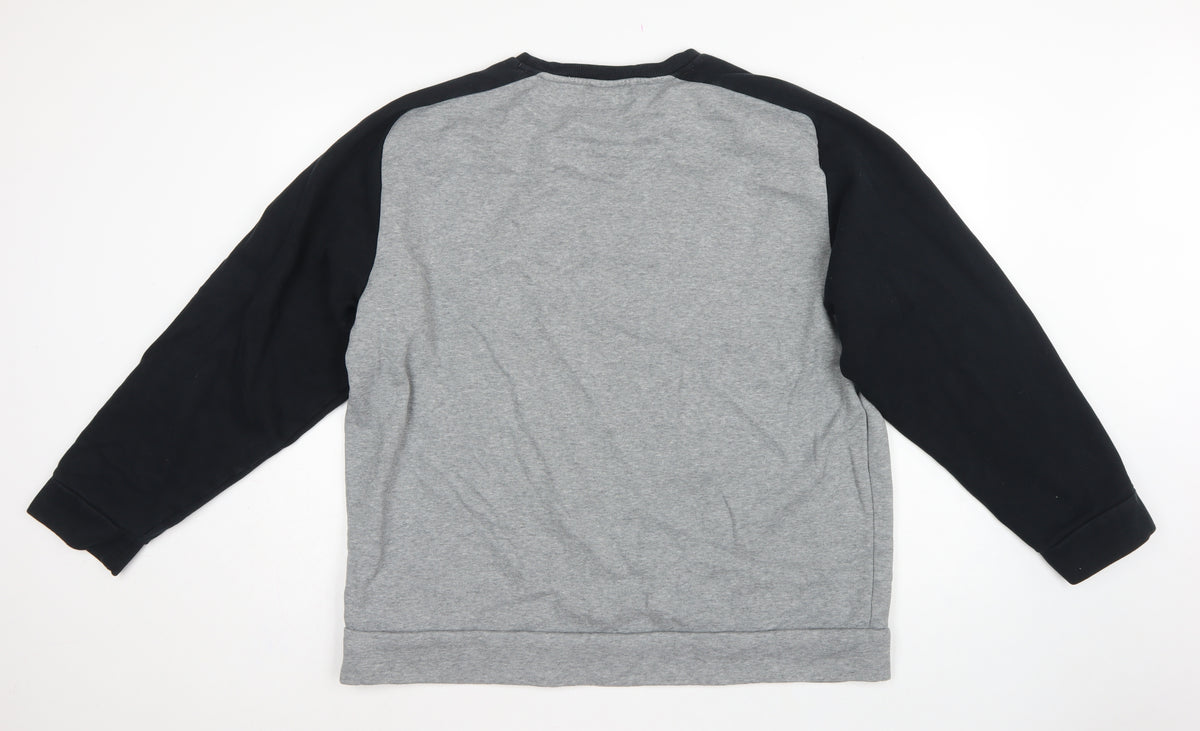 Puma Men’s Grey Black XXL Logo Fleece Crew Neck Pullover Sweatshirt