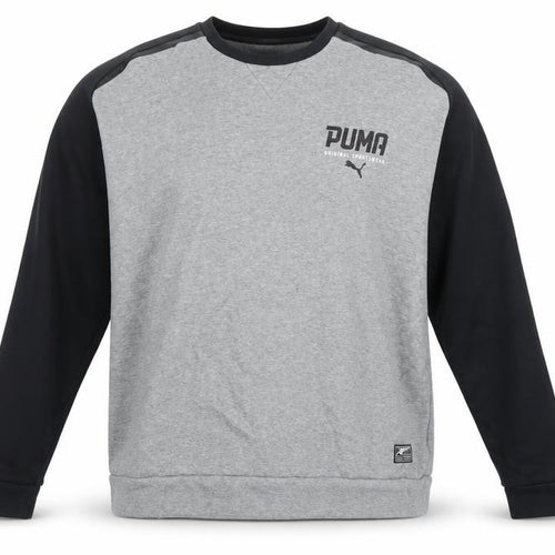 Puma Men’s Grey Black XXL Logo Fleece Crew Neck Pullover Sweatshirt