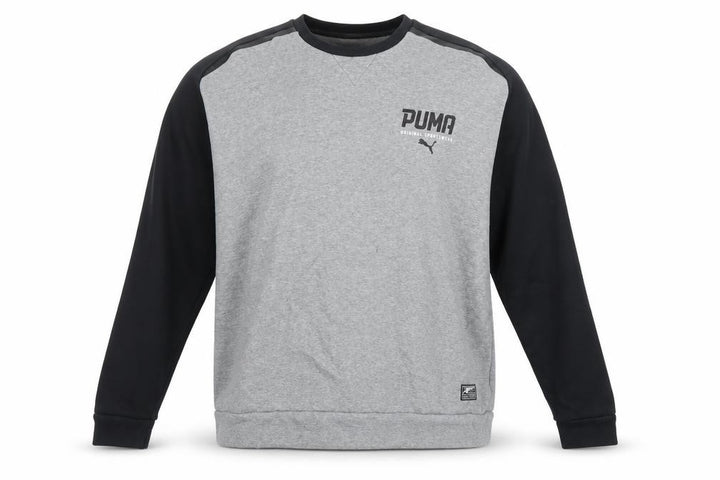 Puma Men’s Grey Black XXL Logo Fleece Crew Neck Pullover Sweatshirt