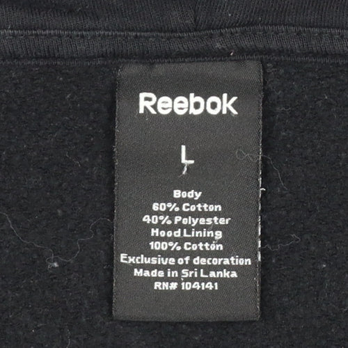 Reebok Men’s Black L Full Zip Hooded Fleece Hoodie Pockets