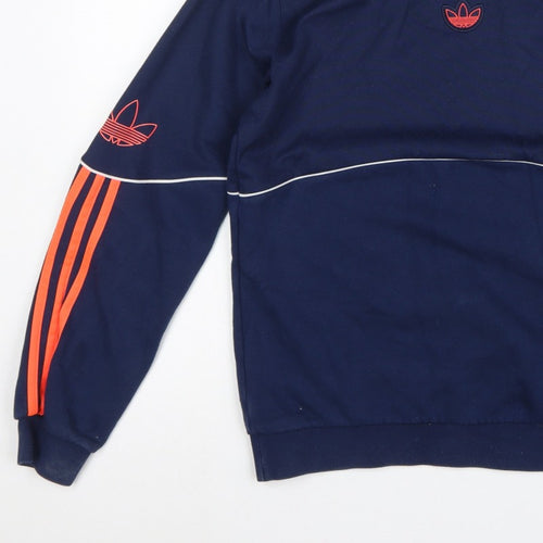 adidas Men's Blue XS Pullover Sweatshirt Orange 3 Stripe Logo