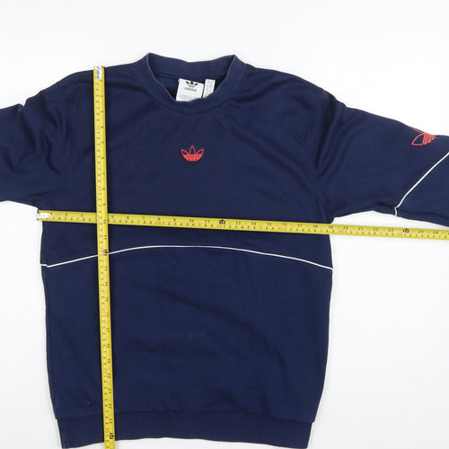 adidas Men's Blue XS Pullover Sweatshirt Orange 3 Stripe Logo
