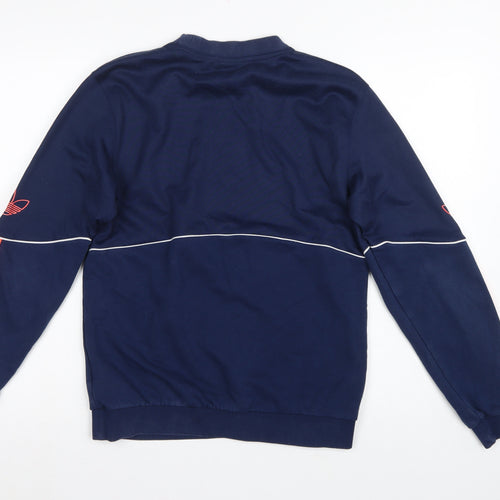 adidas Men's Blue XS Pullover Sweatshirt Orange 3 Stripe Logo