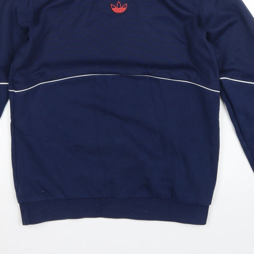 adidas Men's Blue XS Pullover Sweatshirt Orange 3 Stripe Logo
