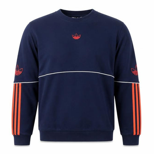 adidas Men's Blue XS Pullover Sweatshirt Orange 3 Stripe Logo