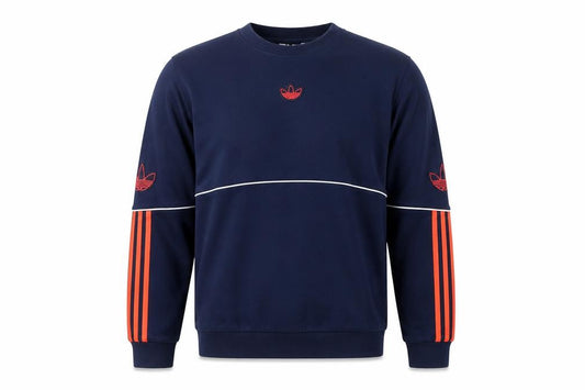 adidas Men's Blue XS Pullover Sweatshirt Orange 3 Stripe Logo