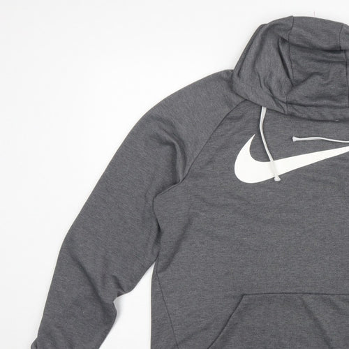 Nike Men’s Grey Large Pullover Dri-FIT Logo Hoodie