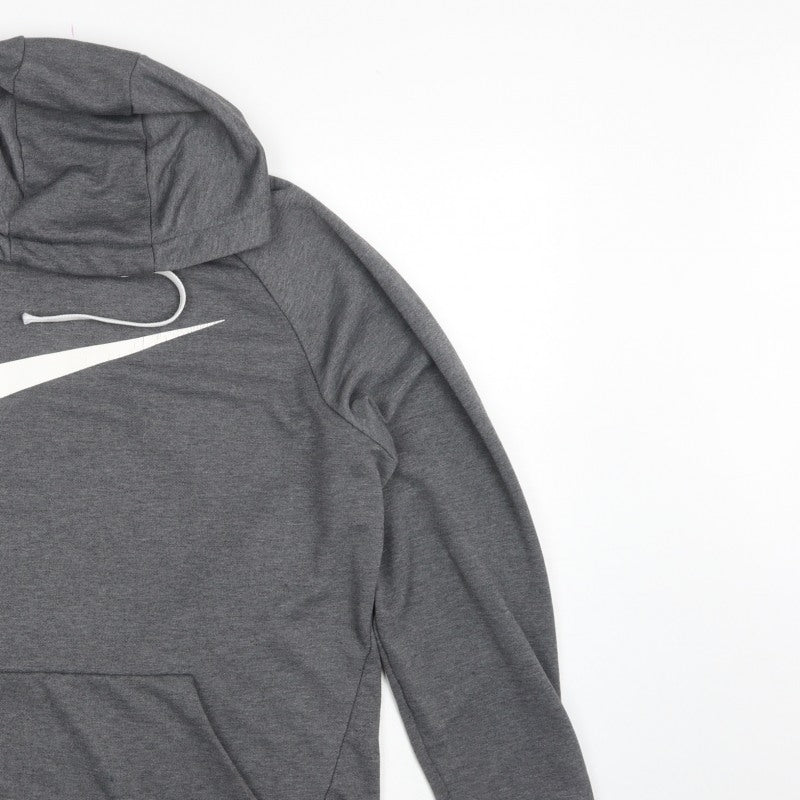 Nike Men’s Grey Large Pullover Dri-FIT Logo Hoodie