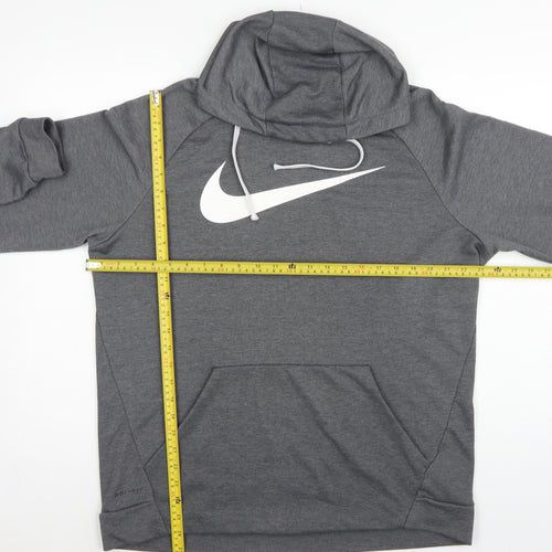 Nike Men’s Grey Large Pullover Dri-FIT Logo Hoodie