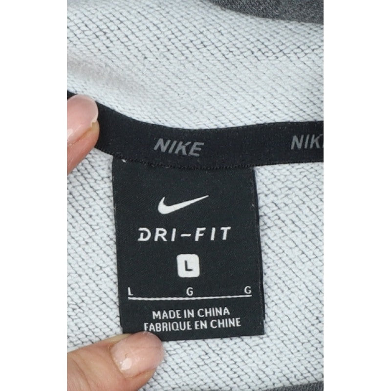 Nike Men’s Grey Large Pullover Dri-FIT Logo Hoodie