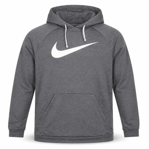 Nike Men’s Grey Large Pullover Dri-FIT Logo Hoodie