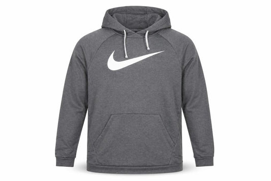 Nike Men’s Grey Large Pullover Dri-FIT Logo Hoodie