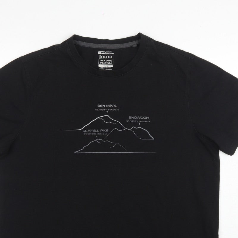 Mountain Warehouse Men Black XL Isocool Mountain Graphic T-Shirt