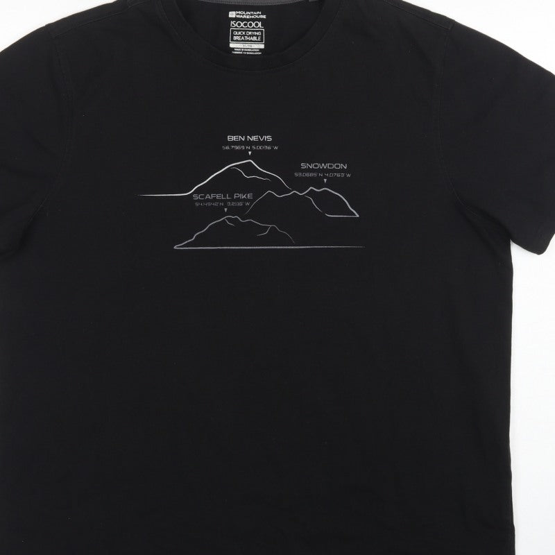 Mountain Warehouse Men Black XL Isocool Mountain Graphic T-Shirt