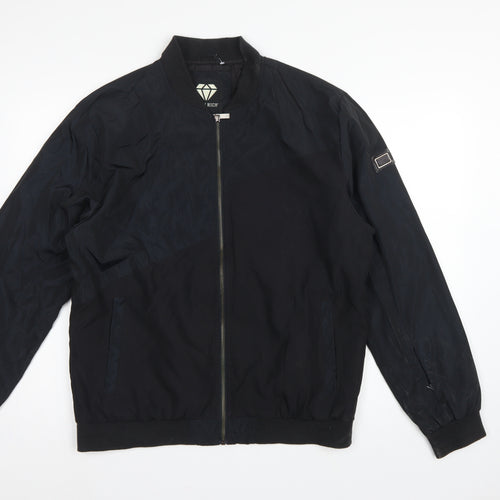 Born Rich Men's Black L Bomber Jacket Full Zip Logo Streetwear