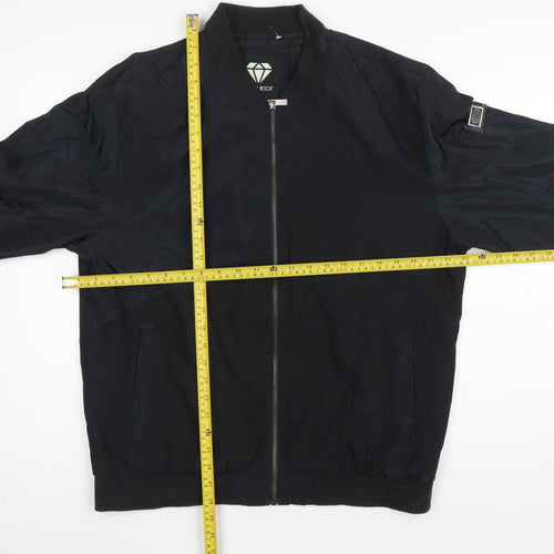 Born Rich Men's Black L Bomber Jacket Full Zip Logo Streetwear