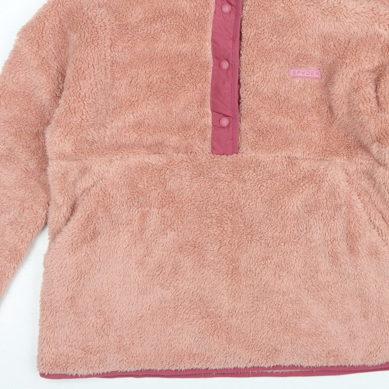 Spyder Women Pink L Fleece Snap Neck Pullover Sweatshirt