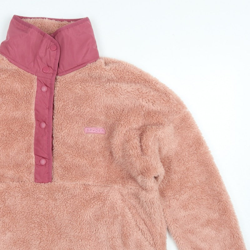 Spyder Women Pink L Fleece Snap Neck Pullover Sweatshirt