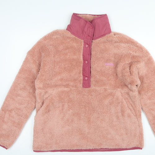 Spyder Women Pink L Fleece Snap Neck Pullover Sweatshirt