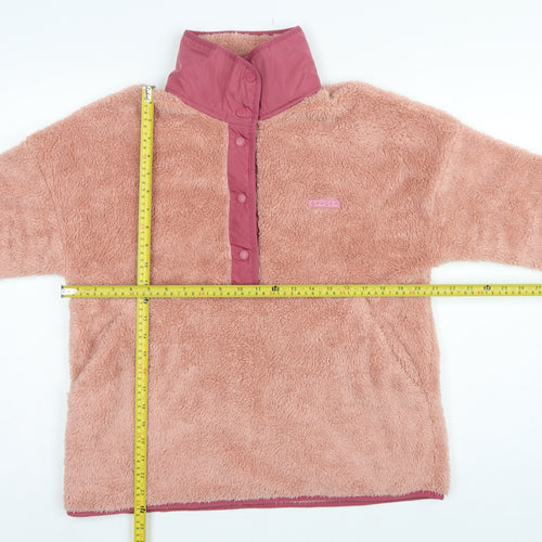Spyder Women Pink L Fleece Snap Neck Pullover Sweatshirt