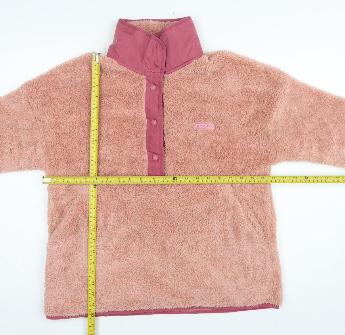 Spyder Women Pink L Fleece Snap Neck Pullover Sweatshirt