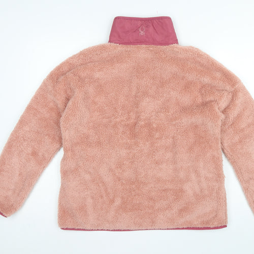 Spyder Women Pink L Fleece Snap Neck Pullover Sweatshirt
