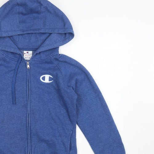 Champion Men's Blue Medium Full Zip Hooded Logo Fleece Hoodie