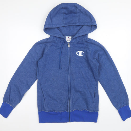 Champion Men's Blue Medium Full Zip Hooded Logo Fleece Hoodie