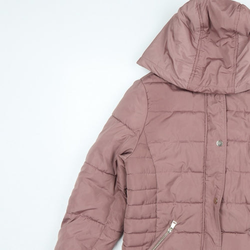 Dorothy Perkins Women Pink UK 12 Hooded Quilted Puffer Jacket