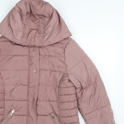 Dorothy Perkins Women Pink UK 12 Hooded Quilted Puffer Jacket