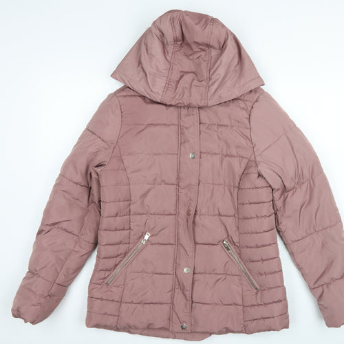 Dorothy Perkins Women Pink UK 12 Hooded Quilted Puffer Jacket