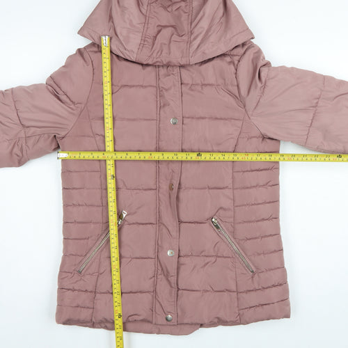 Dorothy Perkins Women Pink UK 12 Hooded Quilted Puffer Jacket